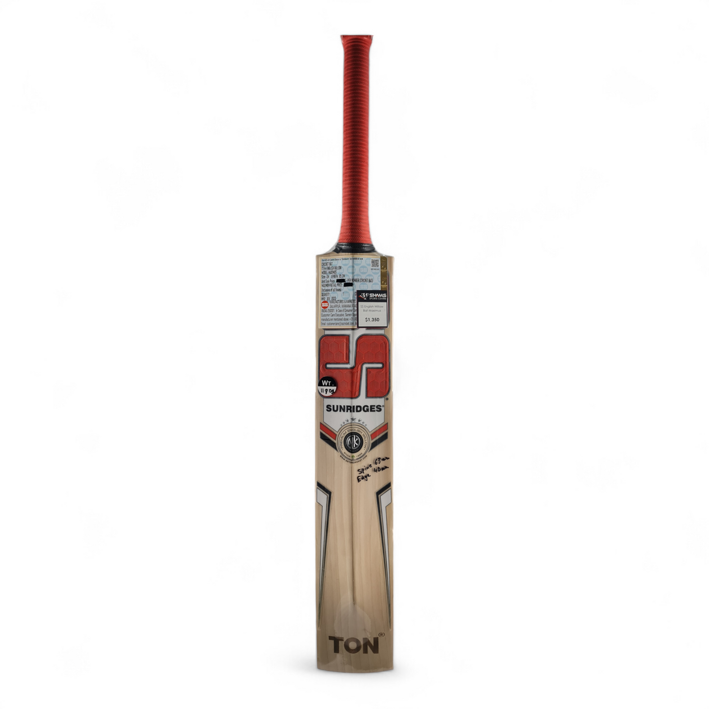 SS English Willow Cricket Bat - Maximus